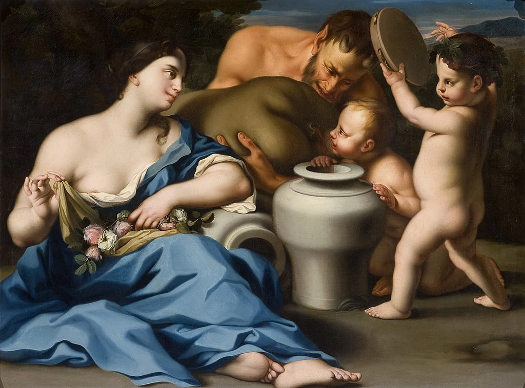 Baccante con fiori, satiro e amorini, sec. XVIII (1700 - 1715), Museo Civico di Modena